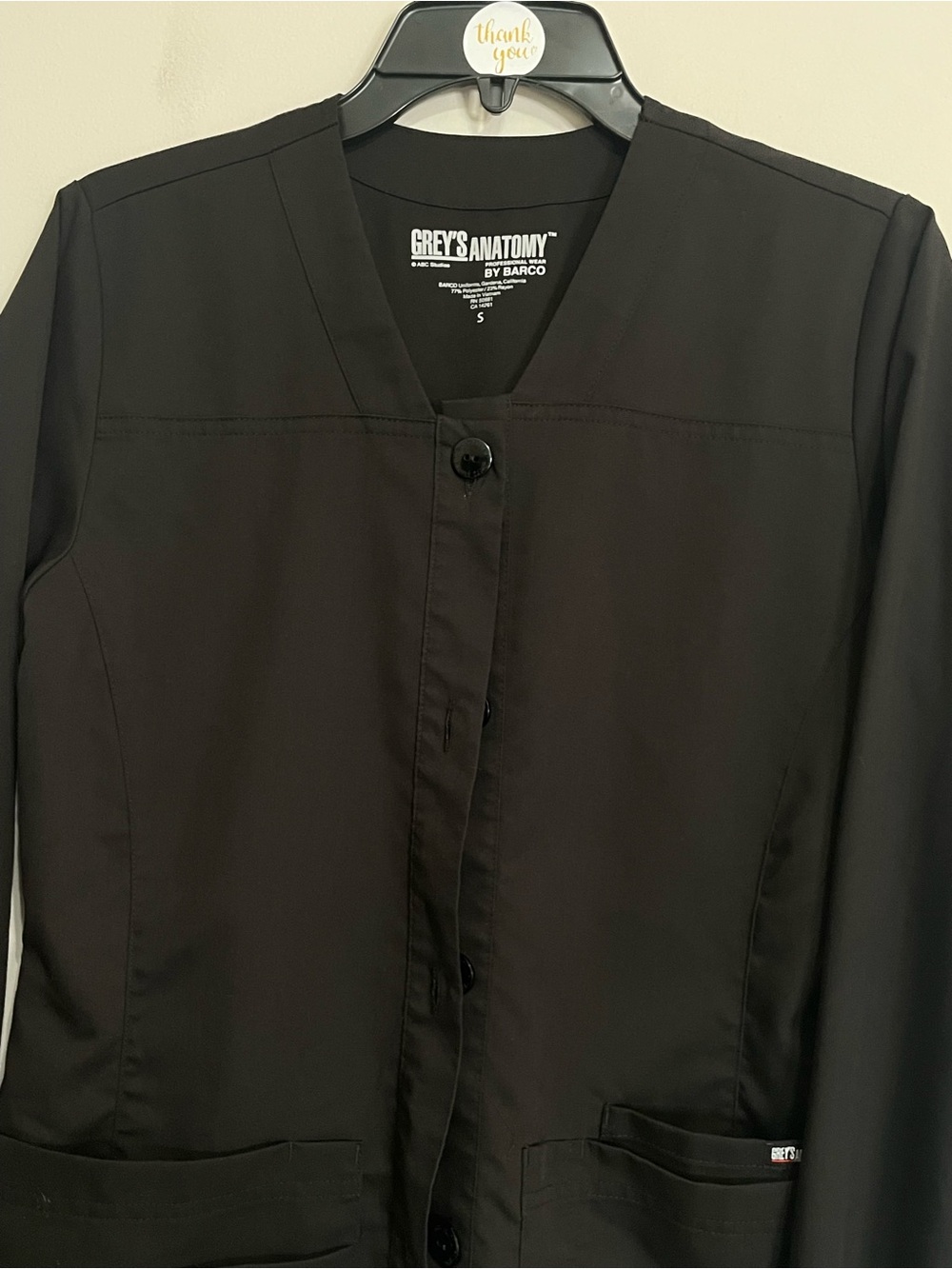Grey's Anatomy Black Button-Front Medical Jacket~ Size Small - Picture 3 of 10